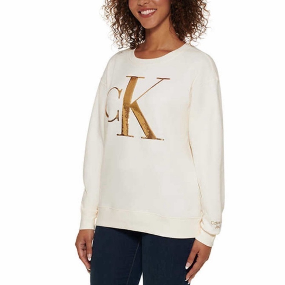 Calvin Klein Logo Sequin Sweatshirt - Picture 3 of 6